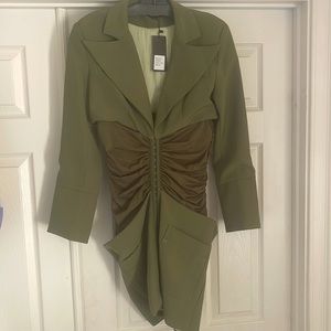 Structured & fitted army green mini dress!